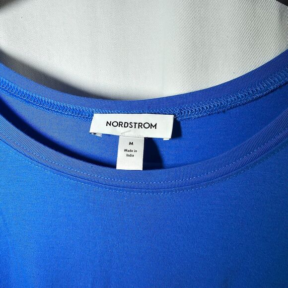 NWT Nordstrom Bright Blue T-Shirt Maxi Dress Cotton Modal Spandex sz M - Picture 3 of 9